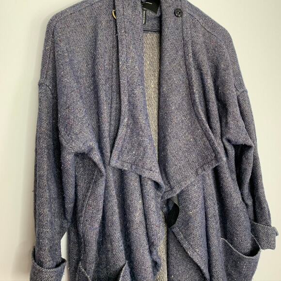 Isabel Marant Draped Coat Virgin Wool Blue Oversized Longsleeve Womens Size 36 - Picture 5 of 15